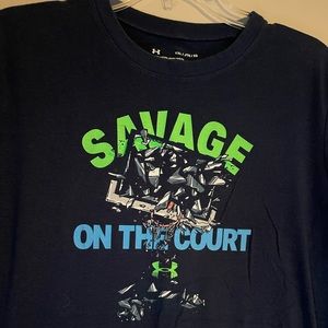 Under Armour Heatgear Savage on the Court Tee, Navy Blue Youth XL